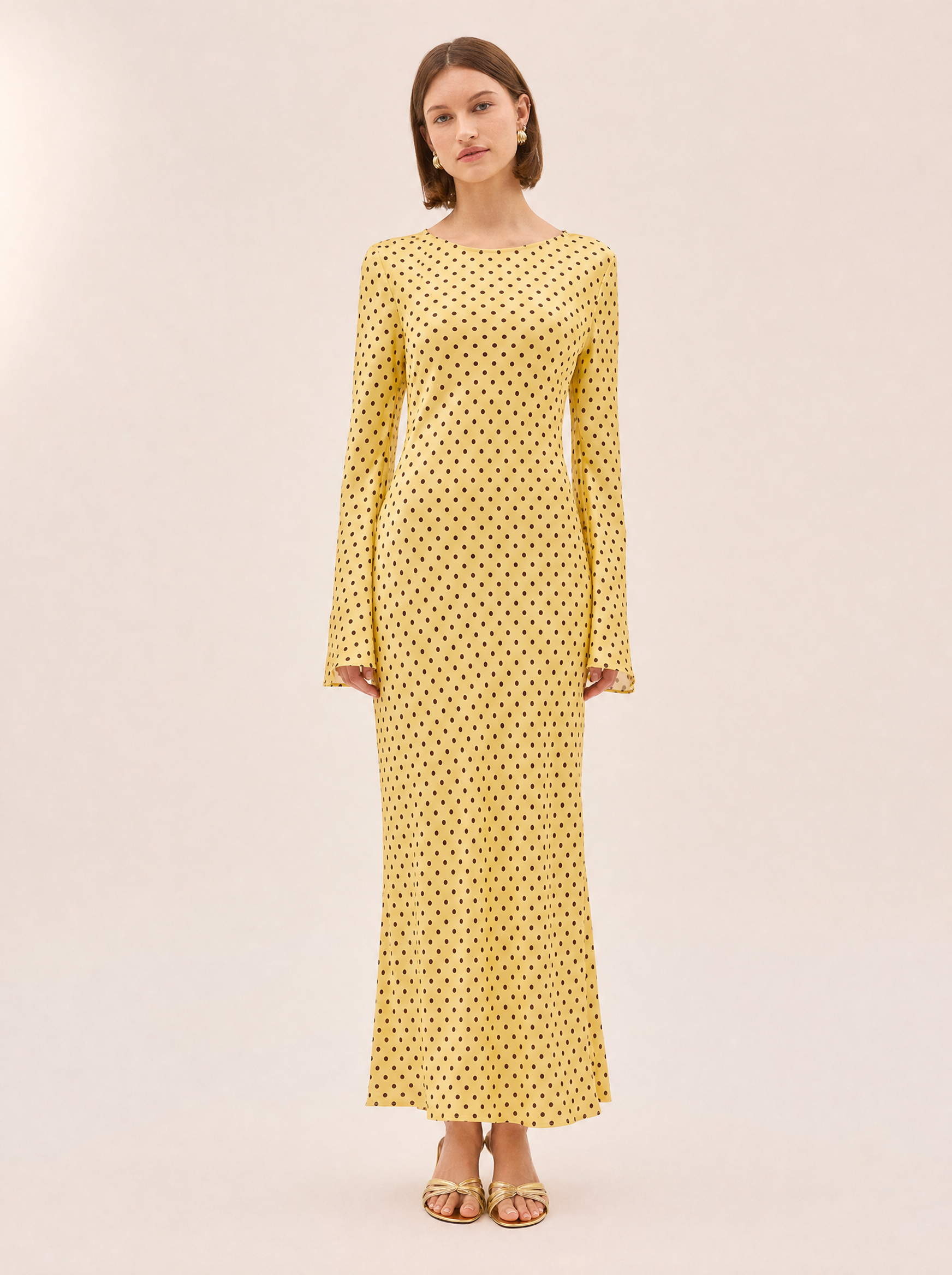 Maxi dresses — Keira yellow polka dot maxi dress