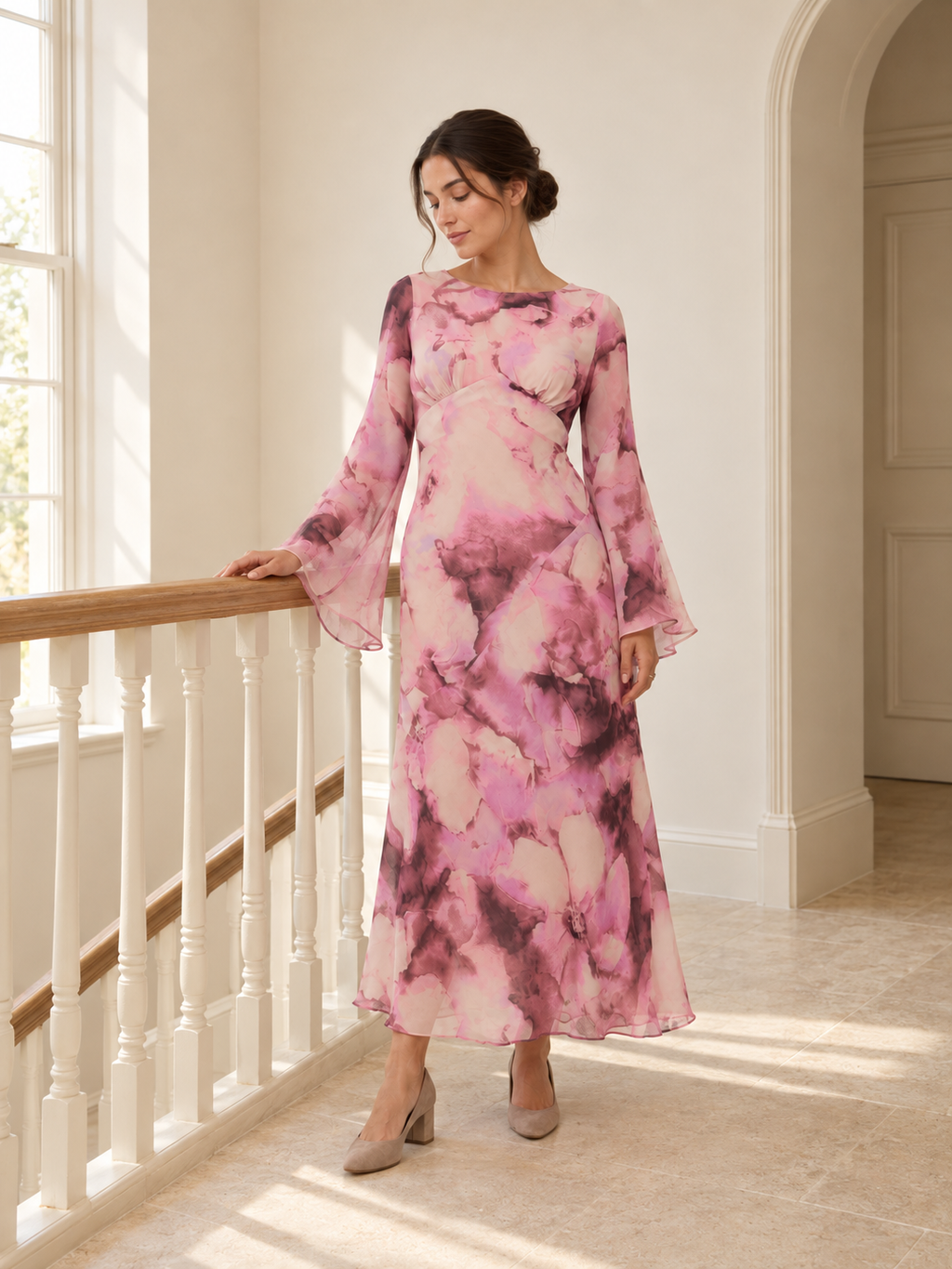 Blossom Pink Floral Maxi Dress - lifestyle