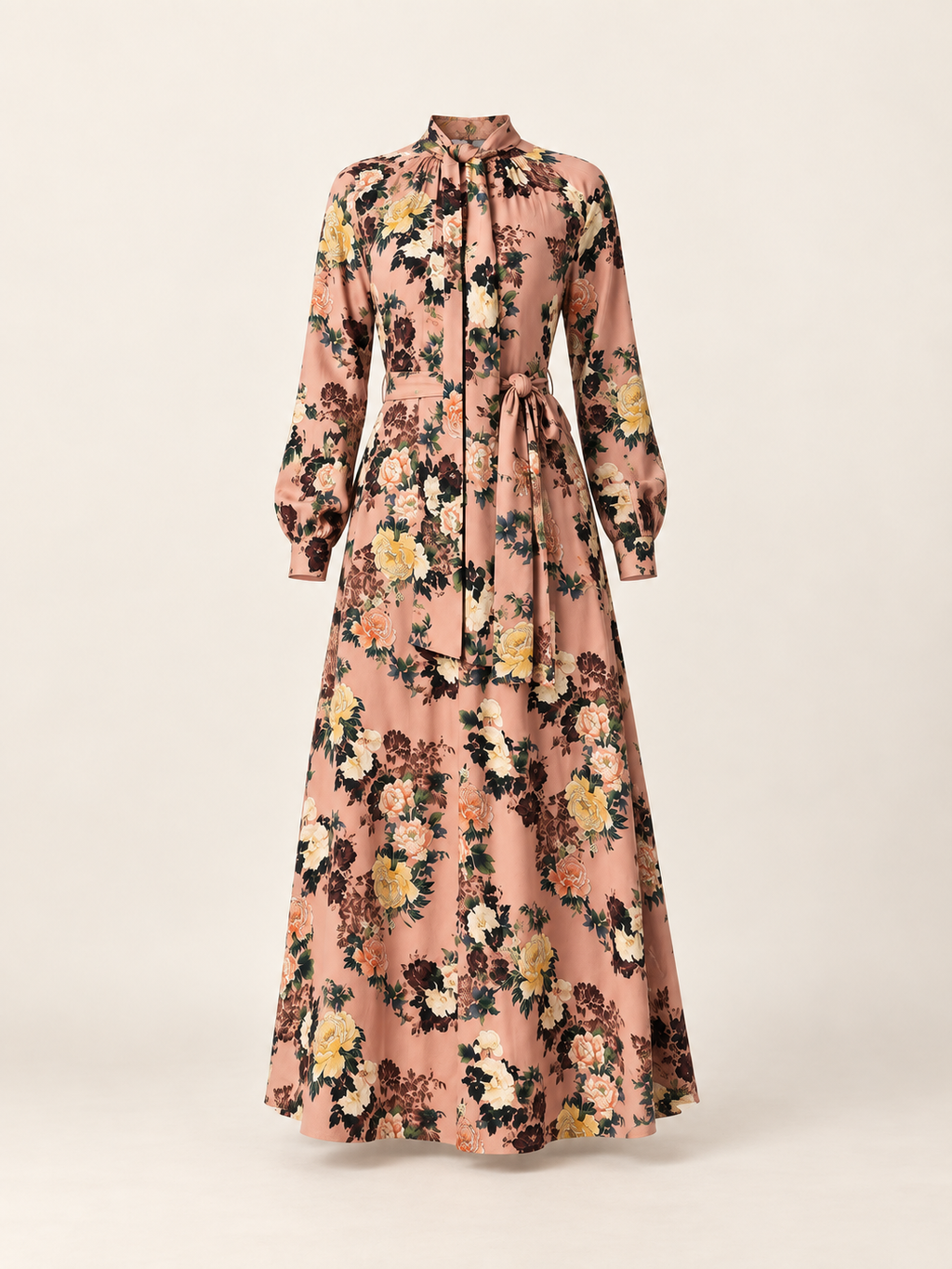 Multicolour floral cotton maxi dress garment-only view