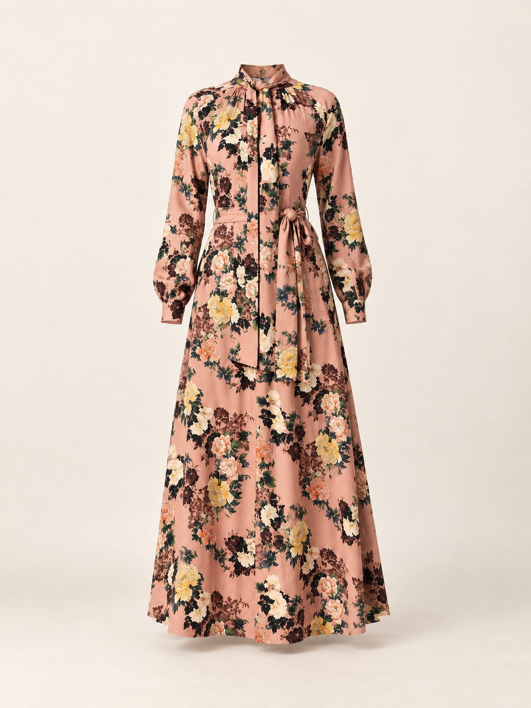 Multicolour floral cotton maxi dress garment-only view