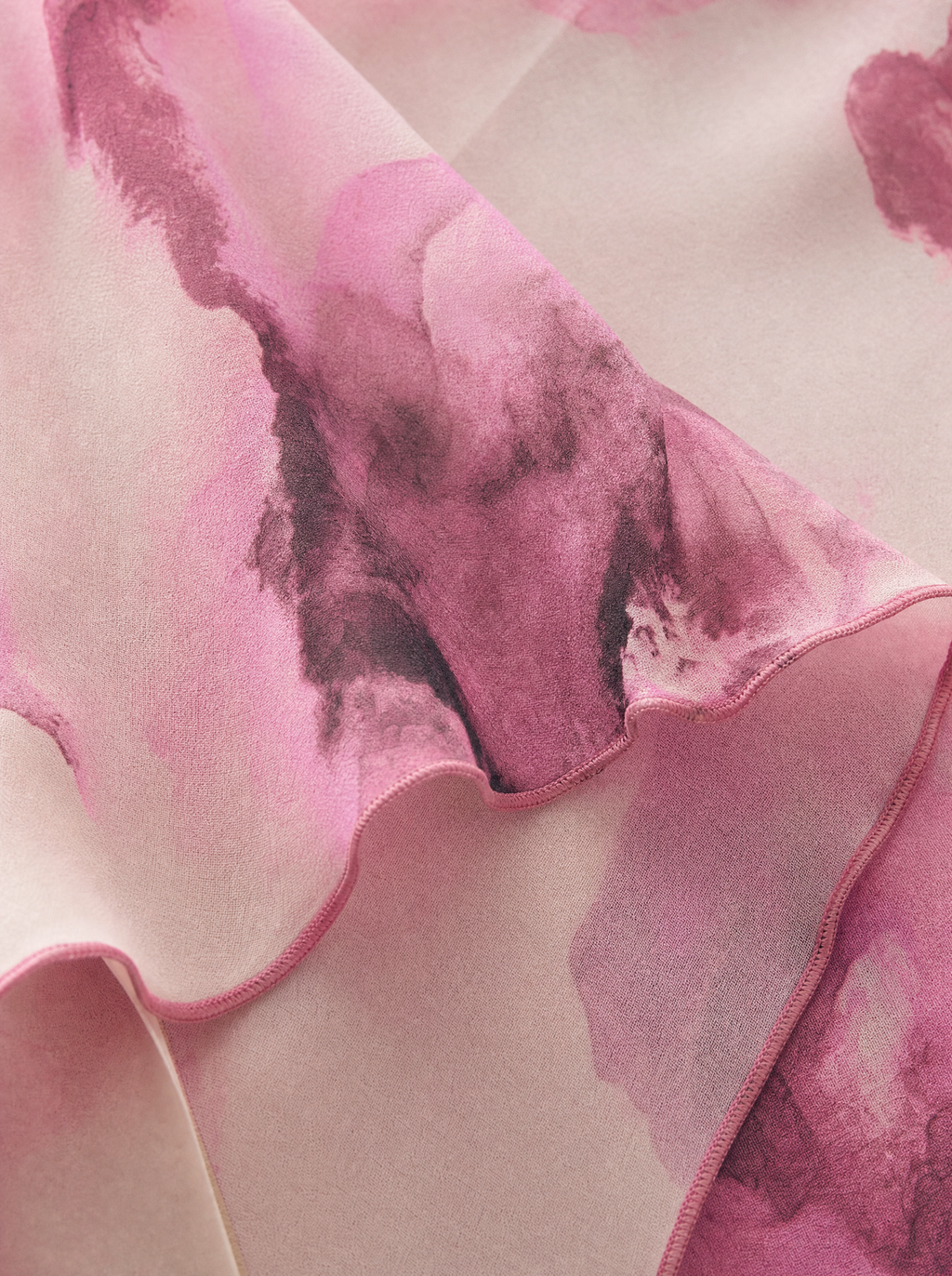 Blossom Pink Floral Maxi Dress — Long Sleeve, Fluted Sleeve - fabric detail