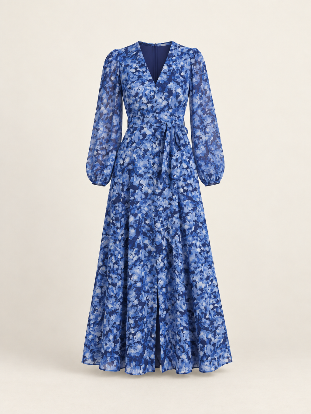 Blue floral long sleeve maxi dress — ghost-flat