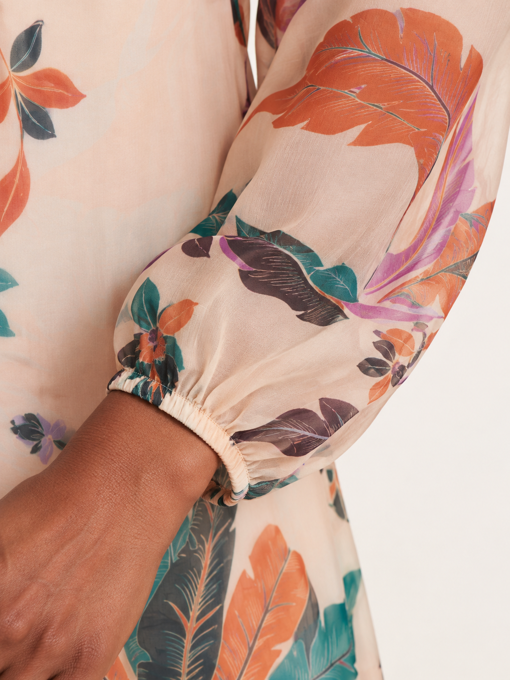 Blush Print viscose silk maxi dress — detail