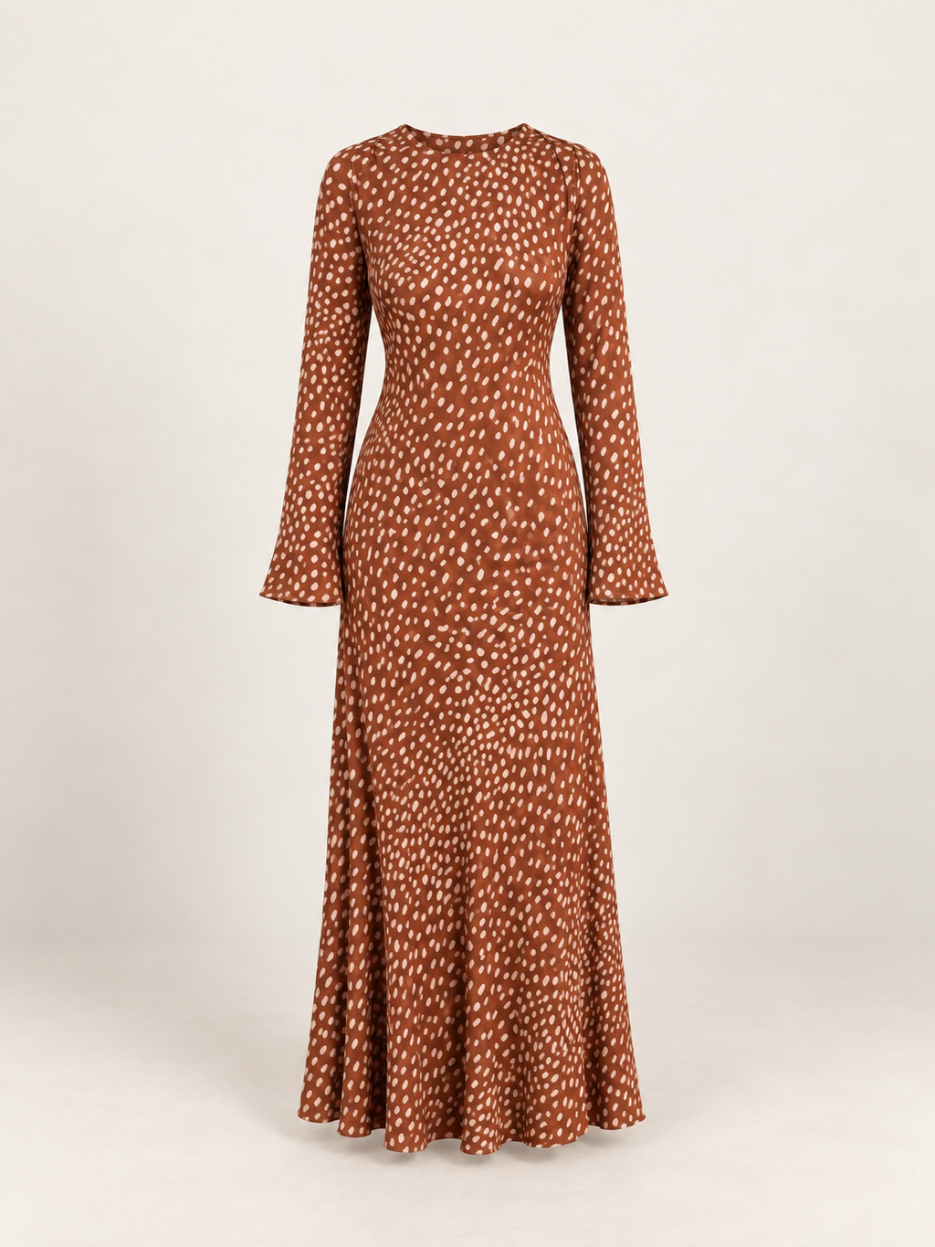 Brown Deer-Print Viscose Maxi Occasion Dress — ghost-flat