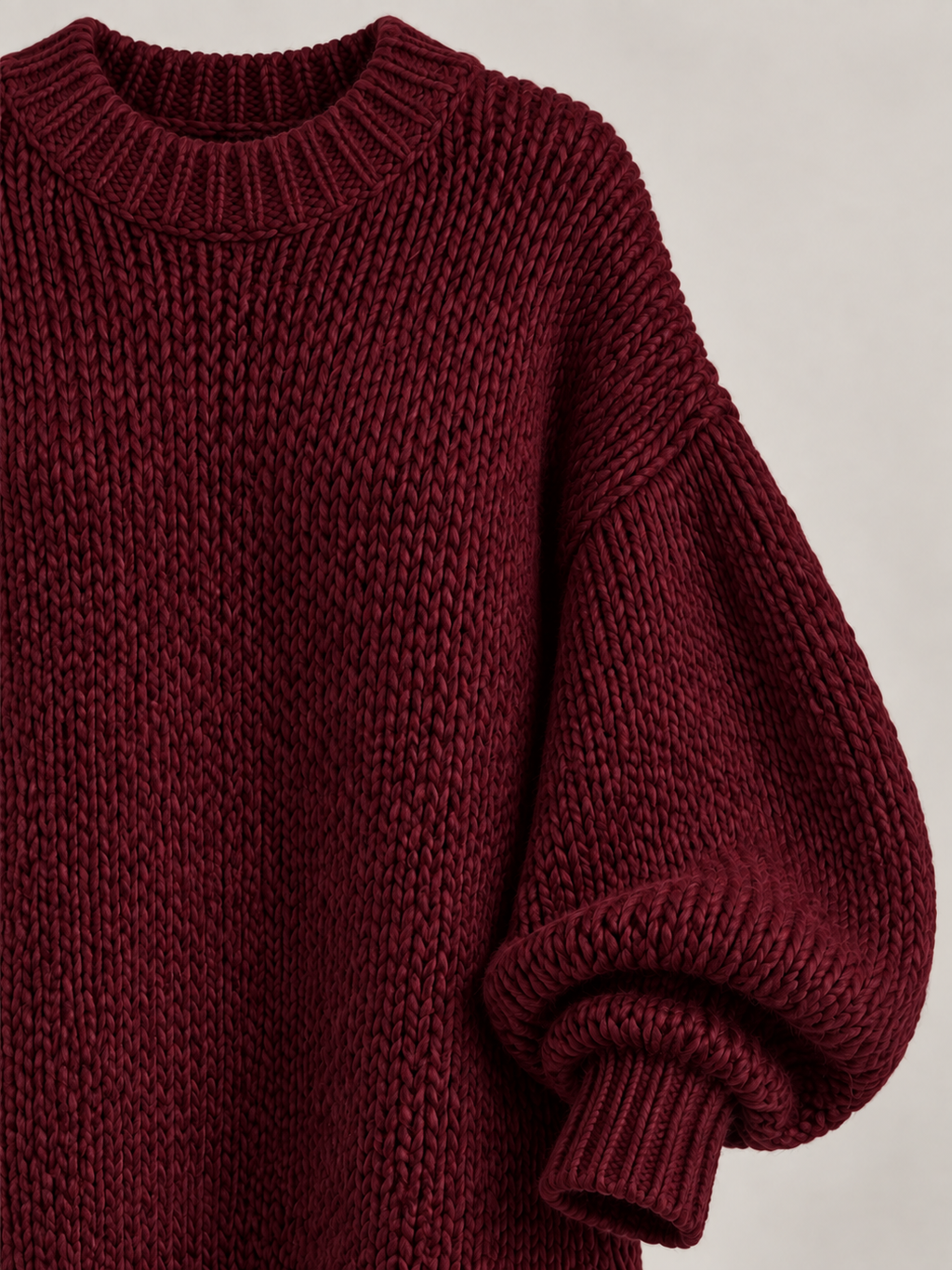 Oversized Knit Maxi Dress — burgundy — 04-detail