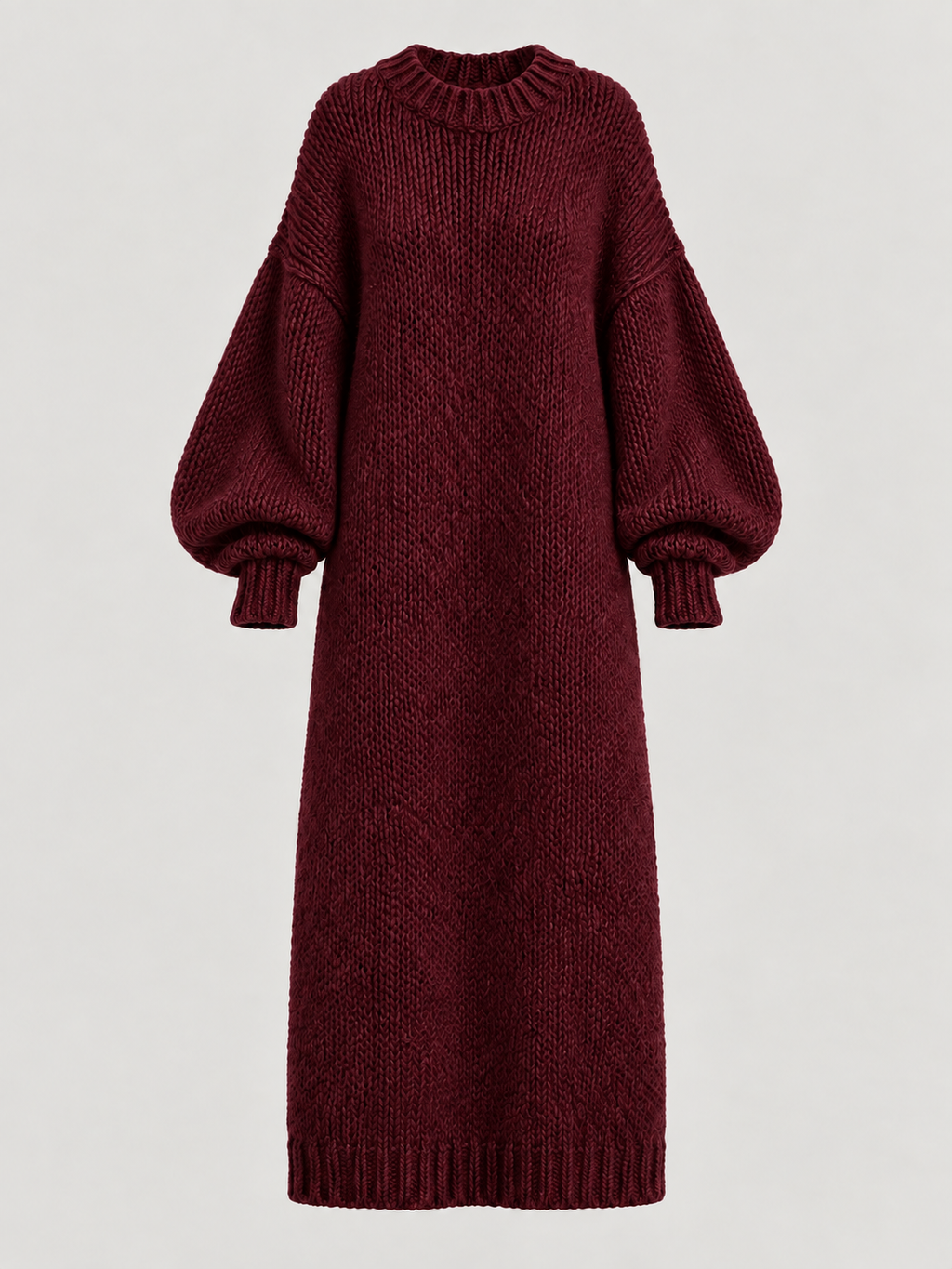 Oversized Knit Maxi Dress — burgundy — 06-ghost-flat