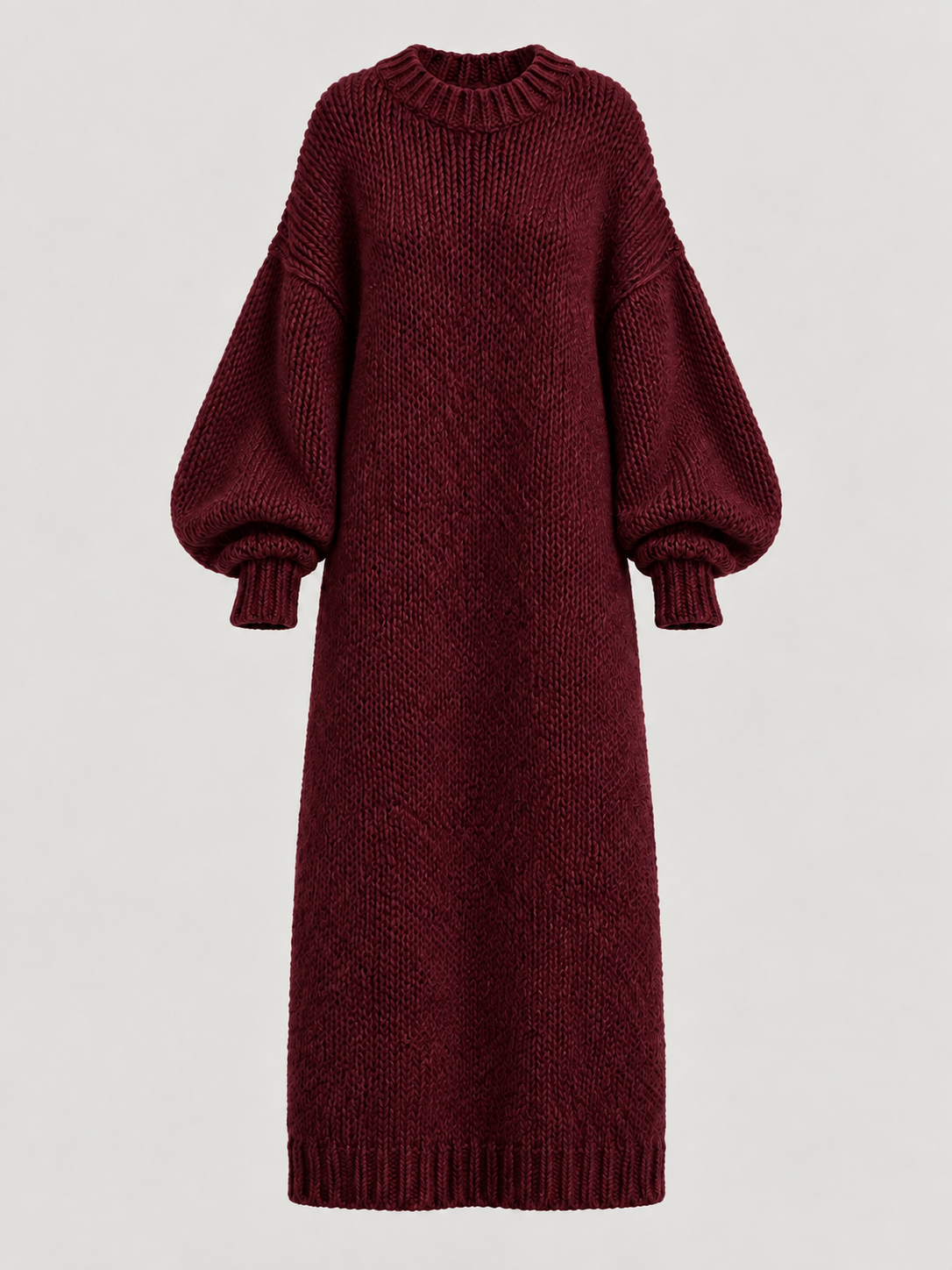 Oversized Knit Maxi Dress — burgundy — 06-ghost-flat