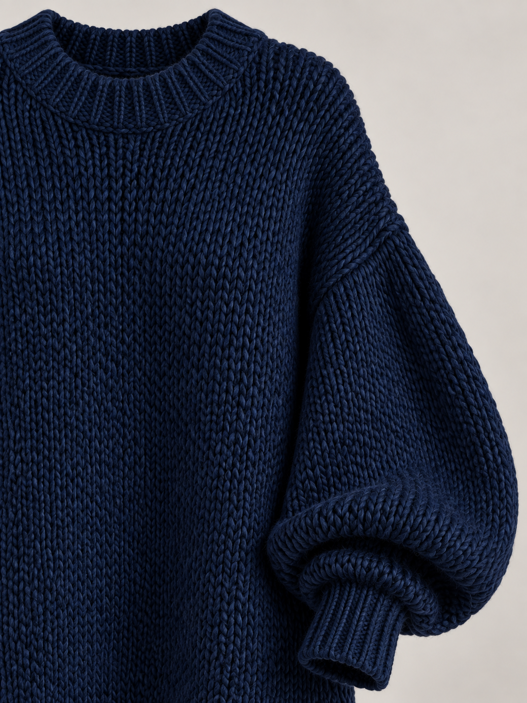 Oversized Knit Maxi Dress — Navy — 04-detail