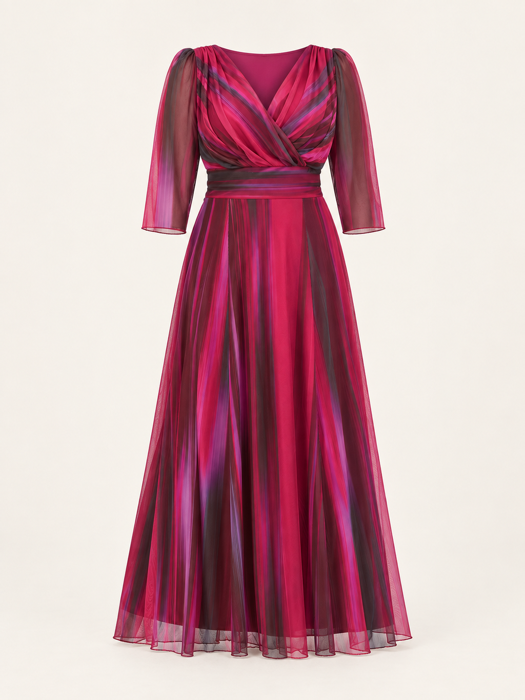 Wine ikat maxi dress, garment-only view