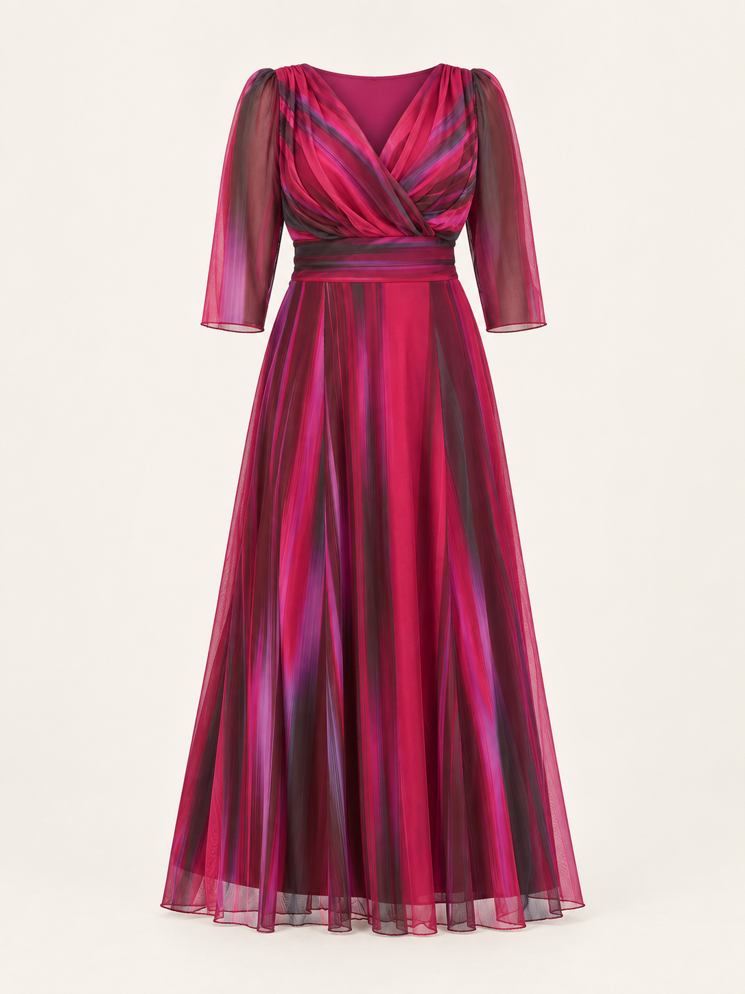 Wine ikat maxi dress, garment-only view